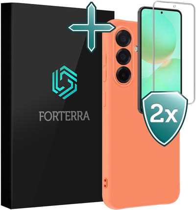 Hoesje Met 2x Screenprotector - Geschikt voor Samsung Galaxy A36 - Sterk & Shockproof - Telefoon Hoes - Back Cover - Siliconen Case - Perzik