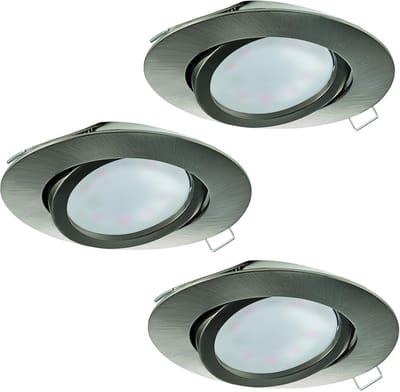 EGLO Tedo - Inbouwspotje - LED - Ø80mm. - Nikkel-Mat - Set 3 Spots - Kantelbaar