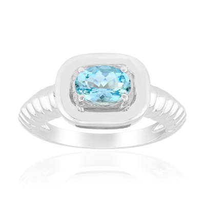 Cavill - Zilveren ring 925 sterling met 0,578 ct Mozambique aquamarijn - Ovale briljant slijpsel - Elegante blauwe edelsteen ring - Tijdloze sieraden