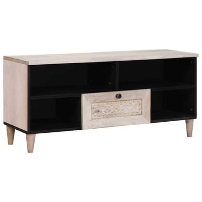 vidaXL - TV - Kast - Bleached - White - 100 - x - 33 - x - 46 - cm - Massief - Mango - Hout
