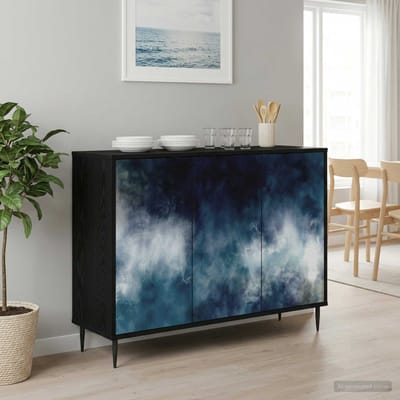 vidaXL - Dressoir - RAALTE - Zwart - eiken - 102 - x - 33 - x - 76 - cm - Bewerkt - hout