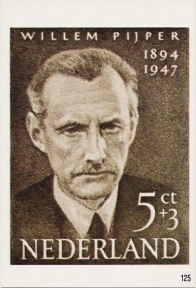 Briefkaart met afbeelding Willem Pijper postzegel