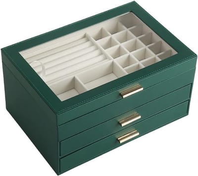 Sieradendoos Organisator - Juwelen Opberger - Desktop Organisatie - Drielaagse Lades - 26.5 cm - Zwart