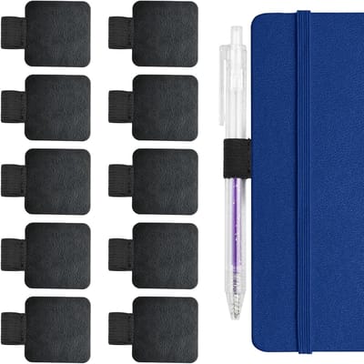 Dailygoods - 10 stuks zelfklevende penhouders voor dagboek, kleverige pennenhouder met elastiek, pennenhouder van leer met lus, zelfklevende pennenhouder voor tablet, penhouder voor notebookkalender