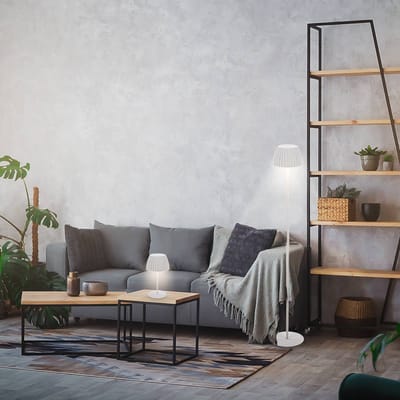 BRILONER Champ - Oplaadbare Vloerlamp - snoerloze staande lamp - dimbaar - in hoogte verstelbaar - voor binnen en buiten - wit - Ø19 x 124 cm