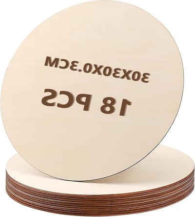 Ronde Houten Circles 30.5cm - Onbehandelde Houten Planken voor Schilderen, Houtsnijwerk en DIY Projecten - 18 Stuks