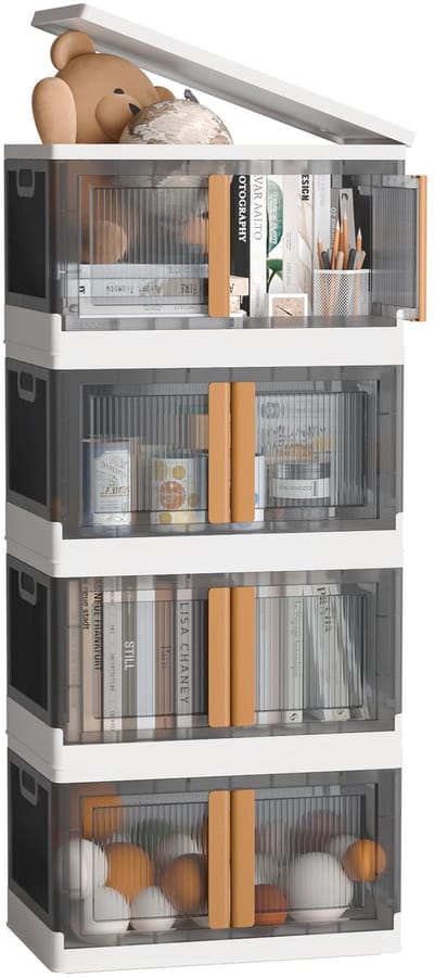 OmGoods - Dailygoody - Opbergdoos - Stapelbare opbergboxen - Ruimtebesparend - Groot formaat - Transparant - Ideaal voor thuisorganisatie - Set van 4