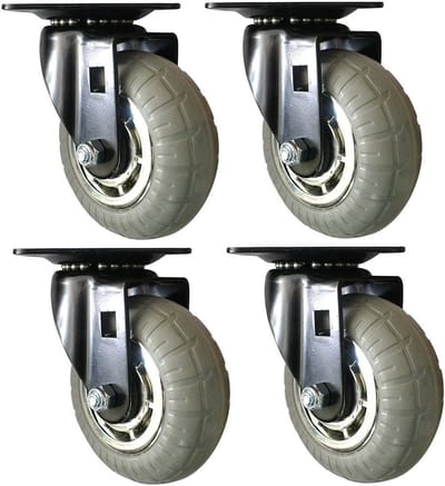 Designer Zwenkwielen 5 inch Zacht Rubber Chroom & Zwart - 4 Pack