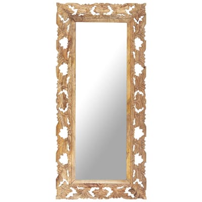 vidaXL - Spiegel - handgesneden - 110x50 - cm - massief - mangohout - bruin
