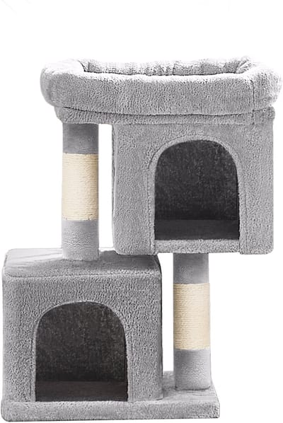Feandrea - Krabpaal - Kattenboom - Voor Grote Katten - Grote Platform - 2 Kattenhuizen - Sisalstammen