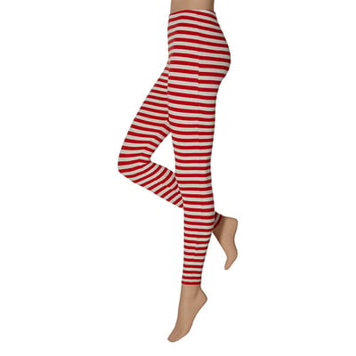 Apollo - Legging Dames - Stripes - Rood/Wit - Maat XXL - Legging - Feestlegging - Legging carnaval - Legging meisje - Leggings