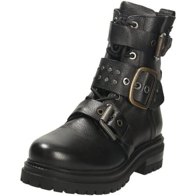 Lazamani - Abby Dames Biker Boots Leer Black - Maat 37