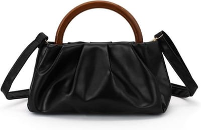 Stijlvolle Crossbody Bag voor Dames met Houten Handvat, Vouwbare Schoudertas met Afneembare Schouderriem en Magnetische Sluiting, Perfect voor Dagelijks Gebruik en Uitjes