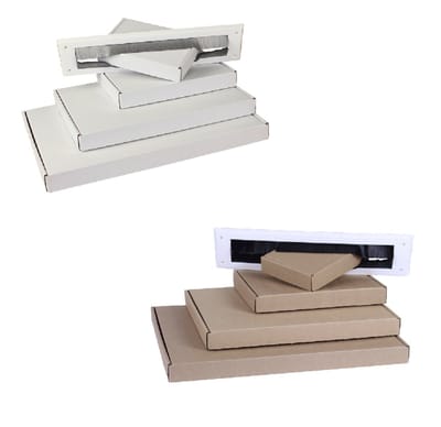 Standaard Brievenbusdozen Formaat A5 - 25,5 X 16 x 2,8 Cm 10 in wit en 10 in bruin /Platte dozen voor brievenbus met bovenklep / Verzenddoosje / Postdozen
