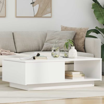 vidaXL - Salontafel - Wit - 95 - x - 55 - x - 31 - cm - Bewerkt - hout
