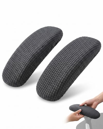 Armleuninghoezen voor bureaustoel, 1 paar (2 stuks), universeel, elastisch en wasbaar, verhoogde bescherming, optimaal comfort, grijs