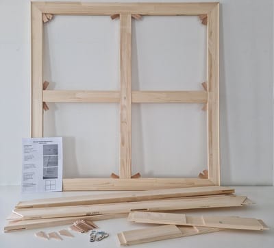 Brede opspanlatten voor schilderscanvas Spielat 65mm met verstevigings kruislatten XXL Formaat 100x165cm Houten spanlatten met kruislatten voor Spanraam-Spieraam zonder doek Houtenframe voor schildersdoek, canvas of stof. Inclusief ophangbeugels