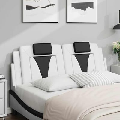vidaXL - Hoofdbordkussen - "Viana" - 120 - cm - kunstleer - wit - en - zwart