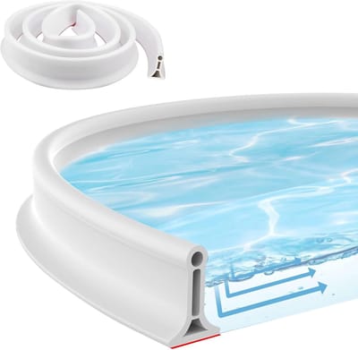 2 m douchedrempel, rubberen afdichting douchedeur, zelfklevende drempel tegen overloop douche, schimmelbestendig, voor frameloze douche en keuken, wit