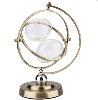 Metalen Zandloper - Tijd Teller - Decoratief Gebruik - Hoogwaardige Pilaar - 26 cm Hoog - Koperkleurig