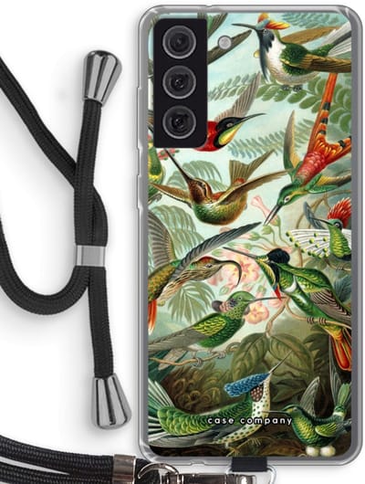 Case Company® - Hoesje met koord geschikt voor Samsung Galaxy S21 FE hoesje met Koord - Haeckel Trochilidae - Telefoonhoesje met Zwart Koord - Bescherming aan alle Kanten en Over de Schermrand