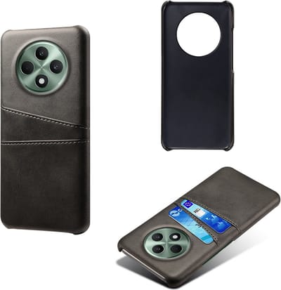 MobyDefend Hoesje - Geschikt voor Oppo Reno12 F - Lederen Backcover Met Vakjes Pasjes - Zwart