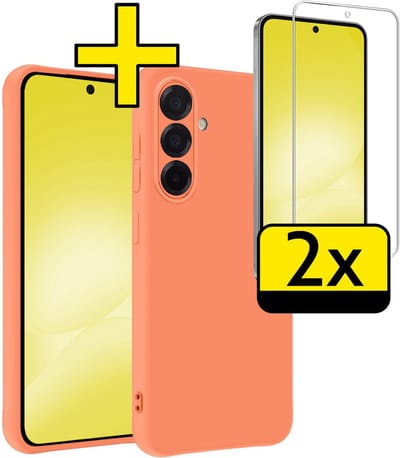 Hoesje - Met 2x Screenprotector - Geschikt voor Samsung Galaxy A56 - Sterk & Shockproof - Back Cover - Siliconen Case - Telefoon Hoes - Telefoonhoesjes - Perzik