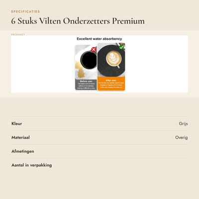Dailygoods- Onderzetters 6 Stuks - Vilten Onderzetters 20 cm - Hittebestendig tot 200 °C - Onderzetters voor Glazen - Duurzaam Vilt - Grijs - Onderzetter