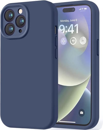 Speciaal ontworpen voor de iPhone 14 Pro. Hoogwaardig siliconen hoesje met [zachte, krasbestendige microvezelvoering]. Schokbestendig beschermhoesje voor mannen, vrouwen en meisjes (6,1 inch), marineblauw.