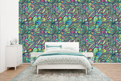 Behang - Fotobehang Fantasy - Design - Kleuren - Retro - Breedte 400 cm x hoogte 240 cm