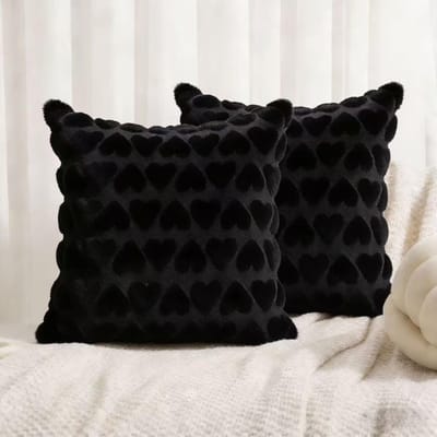 2-delige set pluche sierkussenhoezen met hartvormige patronen, 18 x 18 inch zachte en pluizige kussenhoes, comfortabel dec 45x45cm