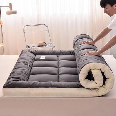 Verdikte Futonmatras - Slaapkussen Opvouwbaar - Comfortabel Slapen - Dikke Vulling - 180x200cm - Lichtgrijs