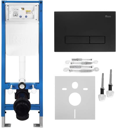 Rea - Inbouwframe Set Voor Wc Slim 024n Met Hd Black Bedieningsplaat
