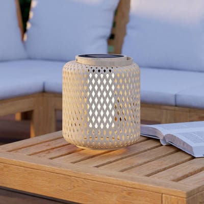 EGLO Marliano Solar Tafellamp Buiten - Zonne-energie - LED - 24 cm - Bruin/Zwart/Wit - Hout - Oplaadbaar