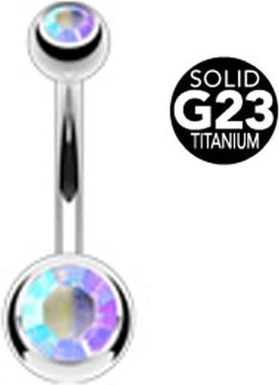 Piercing titanium steen 1.6x10x8 - zilver multi kleur - LMPiercings