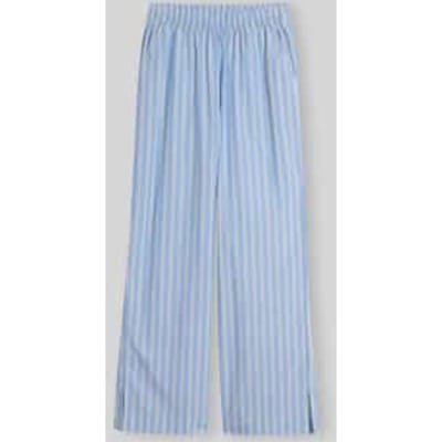 Tom Tailor Denim - Broek met wijde pijpen en streepmotief - Maat XL - blue white vertical stripe
