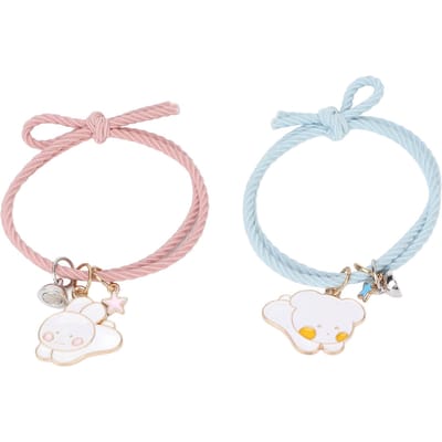 2pcs Bracelet Couple Magnétique Lapin Attraction Mutuelle Bracelets Relation Couple pour Meilleur Ami white