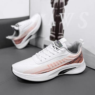 Lente Nieuwe Mesh Heren Ademende Schoenen Flyknit Mode Hardloopschoenen Heren Casual Sneaker 44 gray