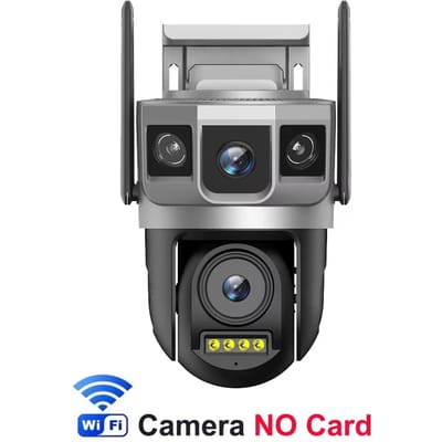 Caméra IP 12MP Trois Écrans 4G/WiFi Zoom Optique 10x PTZ Suivi Automatique Vision Nocturne Couleur Moniteur de Protection de Sécurité Sans Fil WIiFi Camera