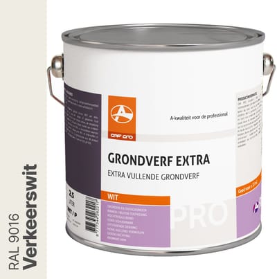 OAF PRO Grondlak Professioneel Verkeerswit (RAL 9016) 2,5 liter - Grondverf voor Hout en Metaal - Grondverf Buiten - Kan 1 Jaar buiten zonder aflak - In 9.000 mengkleuren