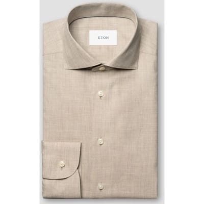 Eton Overhemd Subtle Herringbone Cotton Signature Flanel Beige / male
