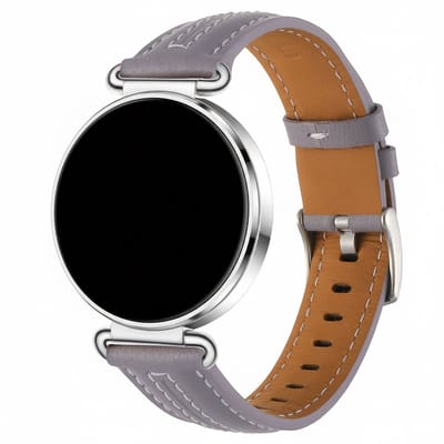 Leren bandje - geschikt voor Garmin Venu 2s / 3s / 4 (41mm) / Vivoactive 4s / Forerunner 255s / 265s - Huawei Watch GT 5 Pro - 42mm / GT 6 / GT 5 / GT 4 - 41mm - stiksels - lavendel