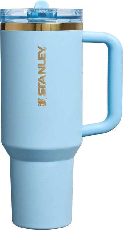 Stanley Quencher ProTour Flip Straw Tumbler - Messi Blue Striker - Lichtblauw - Goud - 1.2L - RVS - Stanley Cup met Rietje en Handvat - Thermosbeker - Thermosfles - Beker - Drinkbeker - Drinkfles - Fles - Koffiebeker To Go - Mug - Waterfles