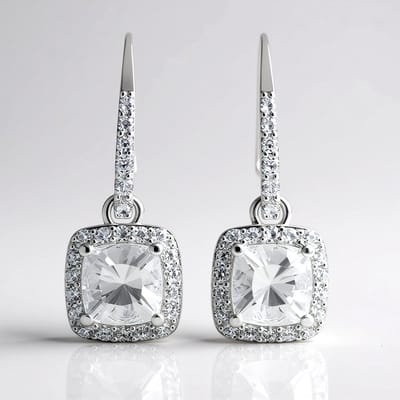Cavill - 925 Sterling Zilveren Oorbellen - 2.79 ct Mexicaanse Danburiet & 1.06 ct Natuurlijk Zirkon - Antieke Cushion Cut - Elegant & Luxueus Design
