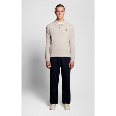 Lyle & Scott Lambswool Blend Rugby Jumper Light Grey Marl Taglia: S | Maglioni a maglia Outlet | Uomo | Grigio