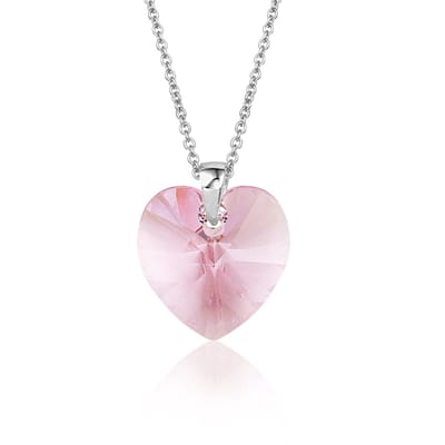 Montebello Ketting Fleur HZ529 - Swarovski Hart - 925 Zilver Gerhod. - Ø14mm - 50cm