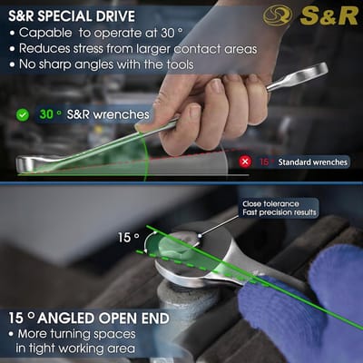 S&R Ringsleutel 13mm met Ratel, 72 Tanden, Cr-V, Links/Rechts