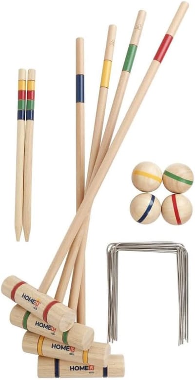 Klassiek Houten Croquetspel voor 4 Personen - Complete Set Tuinspel