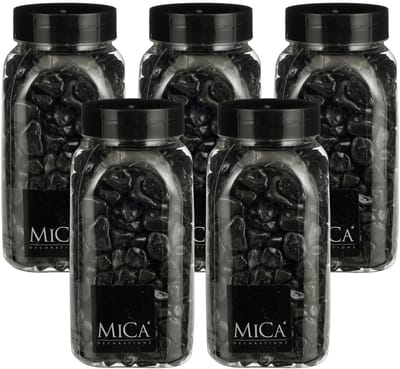 Mica Decorations decoratie stenen - 5x - 650ml - zwart mix - hobby steentjes - sier stenen