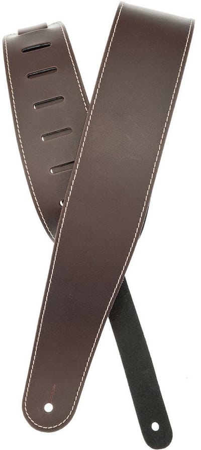D'Addario 25LS01-DX leren gitaarband bruin met contrast stiksel